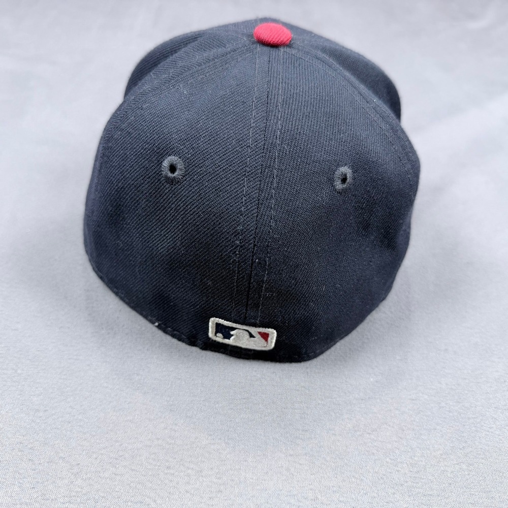 New Era Youth 6 1/2 Navy Red Polyester 59FIFTY Atlanta Braves MLB On-Field Hat - Picture 3 of 8